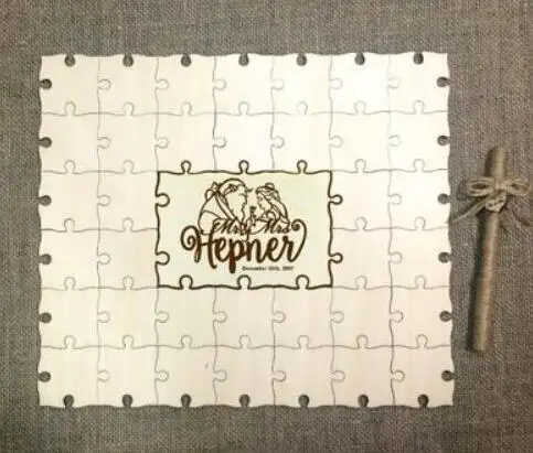 Деревянные пазлы в виде красавицы и чудовища на заказ гостевые книги для свадьбы