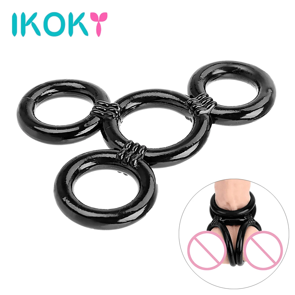 Кольца для пениса IKOKY 4 кольца задержка эякуляции Высокоэластичный пенис