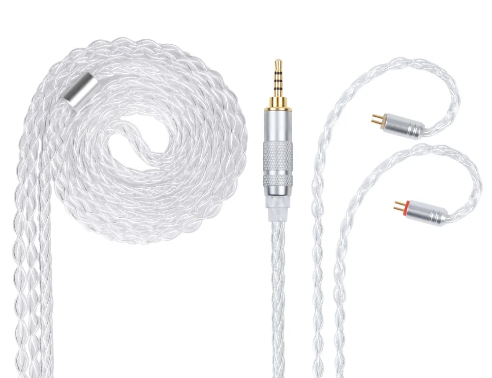 Nicehck 4,4/3,5/2,5 мм балансный MMCX/2Pin разъем 8 Core посеребренный кабель для kzzsn ZS10 AS06 лампа указателя V80 TFZ nicehck M6/DT600