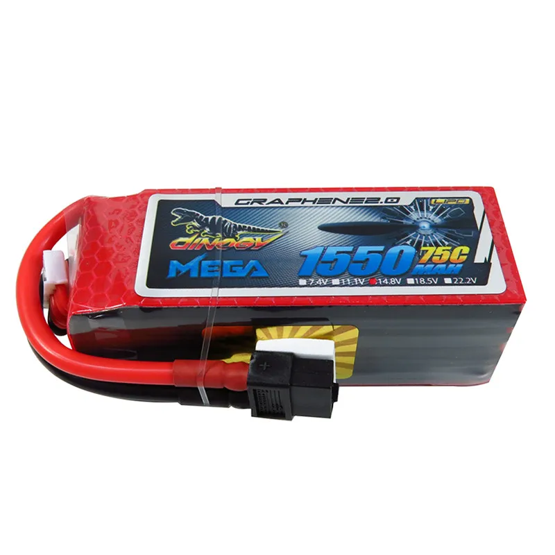Перезаряжаемые Lipo Батарея гигантский Мощность DINOGY Мега Графен 2 0 14 8 V 1550 mAh 4S 75C XT60