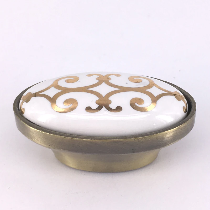 6PCS Vintage Furniture Handles Oval Ceramic Cabinet Knobs and Cupboard Door Knob Drawer Kitchen Pull Handle CC.16mm | Обустройство