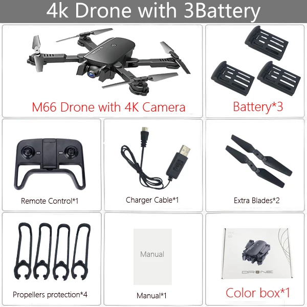 4K Black 3B BX M66 Wifi FPV RC Дрон 4K камера Квадрокоптер 1080P двойная камера Оптическое позиционирование потока фото Дрон Vs Visuo Xs816 SG106 - Цвет: 4K Black 3B BX