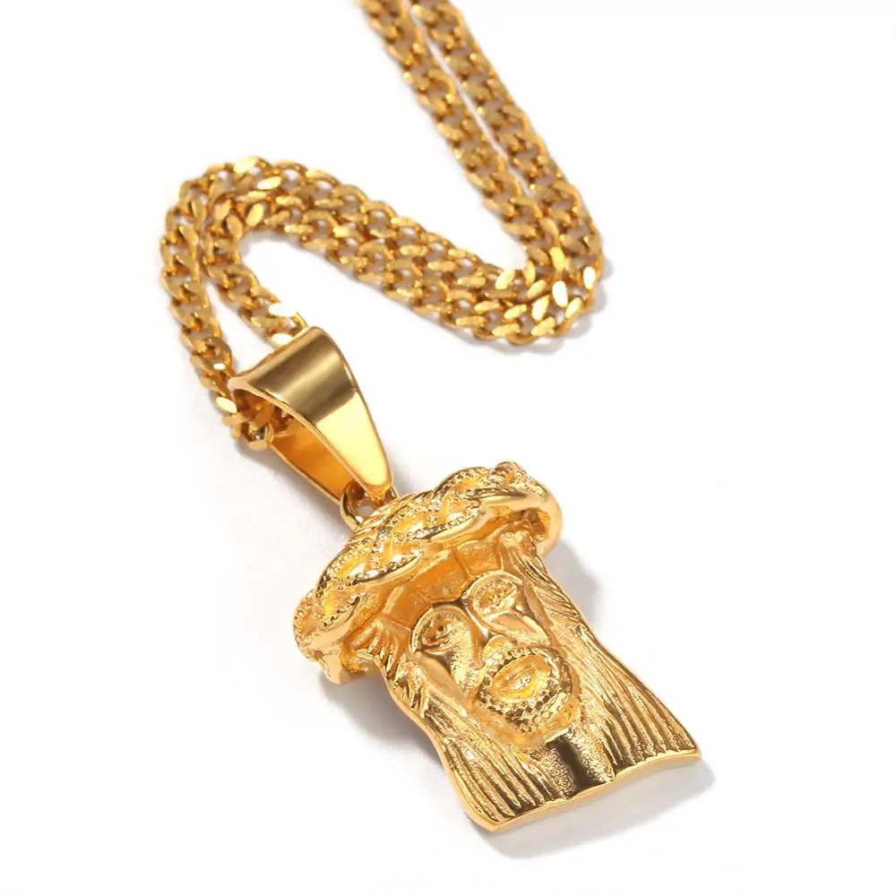 Moveon Hip Hop Stainless Steel Jesus Pendant Necklace Men's 3D Necklaces Pendants Clavicle Jewelry For Women Men Gifts | Украшения и
