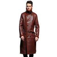 luxury mens sheepskin coat genuine leather male formal casual winter long thick jacket sheepskin shearling men fur outwear 5xl