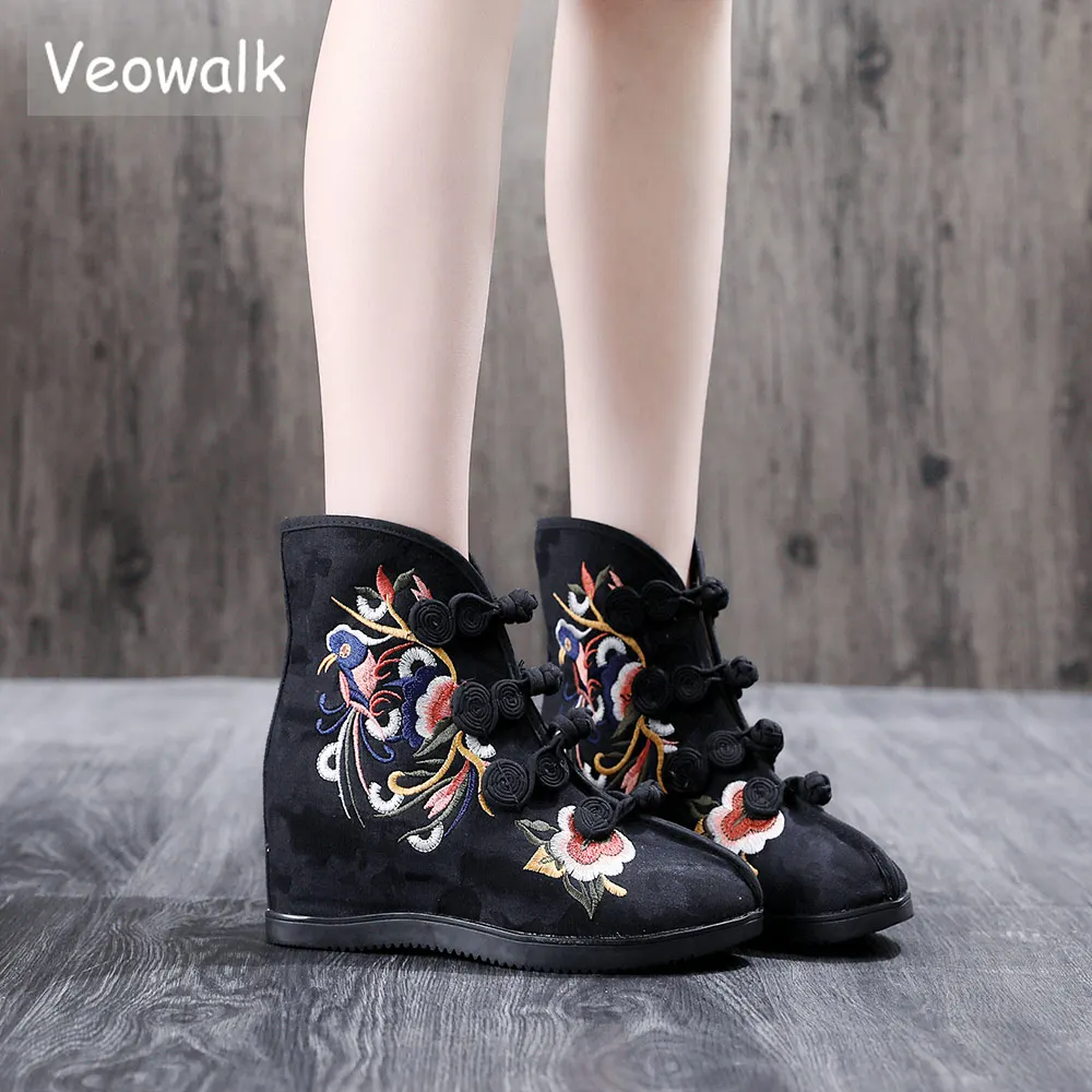 Veowalk/женские парусиновые полусапожки с вышивкой в китайском стиле Винтажные
