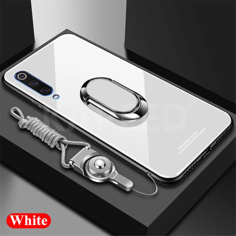 Стеклянный чехол для телефона Samsung Galaxy A50 A70, Роскошный чехол из закаленного стекла с зеркальным магнитным кольцом для задней крышки Samsung A30 A50, чехлы