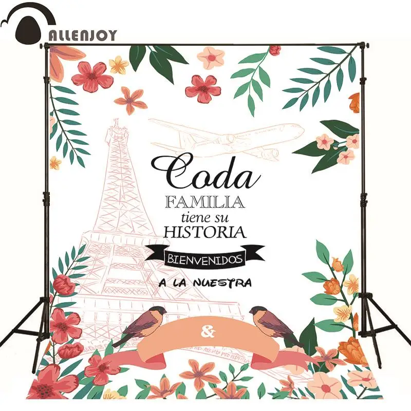 Allen Photographic backdrop Eiffel Tower flower foliage birds original design custom background for photography new | Электроника