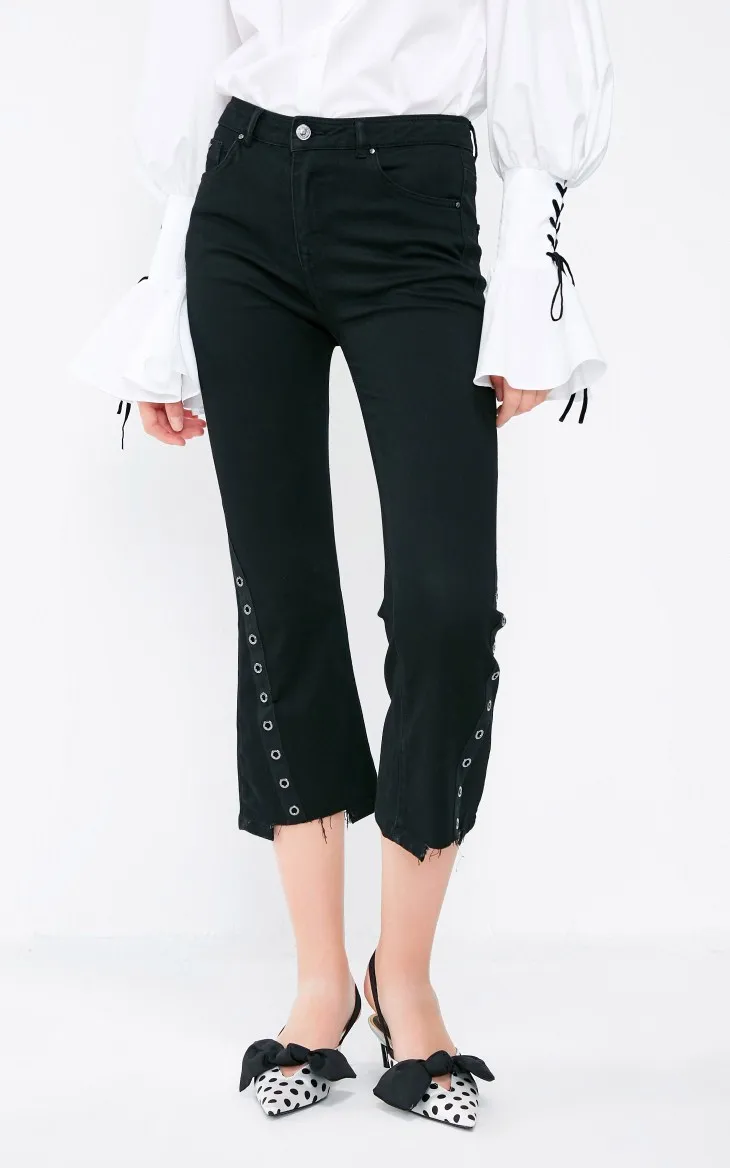 Vero Moda джинсы капри со вставкой из кружева со средней талией джинсовые брюки женские | 31836I502