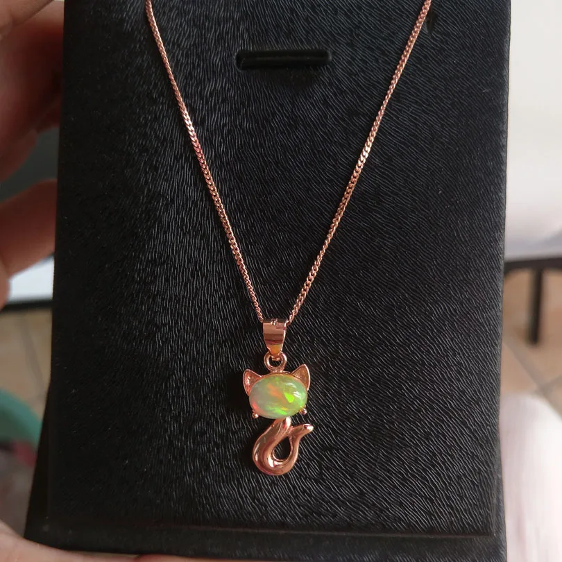 Женское ожерелье из серебра 925 пробы с натуральным опалом|pendant| |