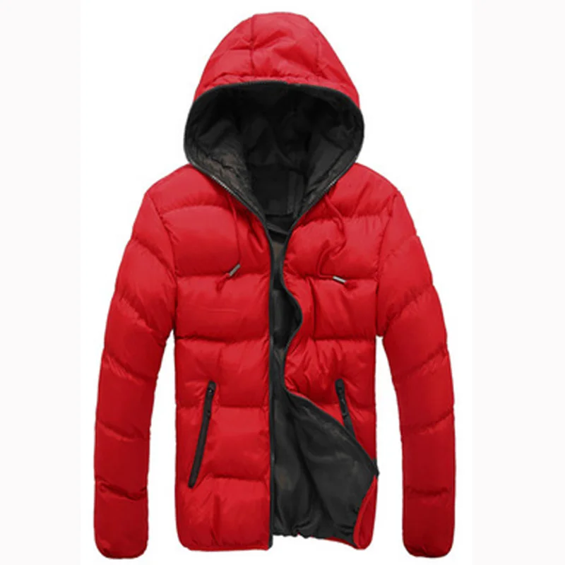Red Black Новое поступление, модное мужское хлопковое пальто по низкой цене, мягкая мужская зимняя парка с капюшоном - Цвет: Red Black