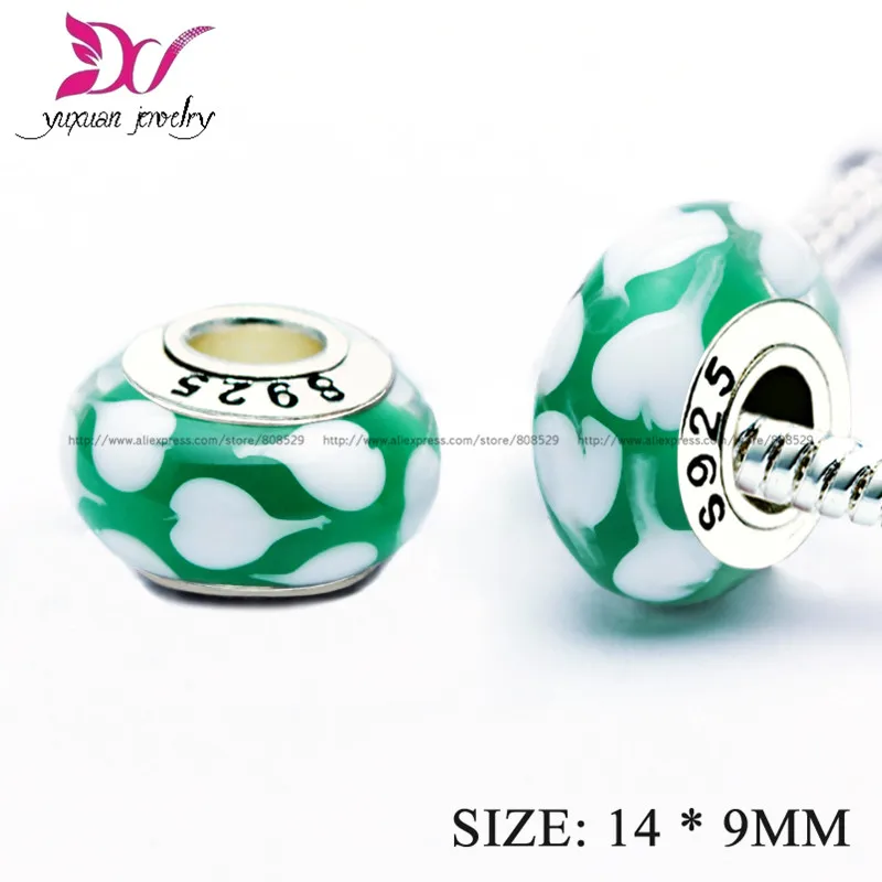 2016 S925 Стерлинговое Серебро Красочные Бусины очаровательные бусины из муранского