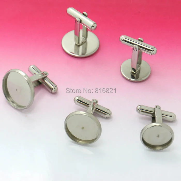 

Stainless Steel SUS316 Cufflinks Settings 6mm - 20mm Glass Cameo Cabochon Bases Round Bezel Men's Cuff Links DIY Findings