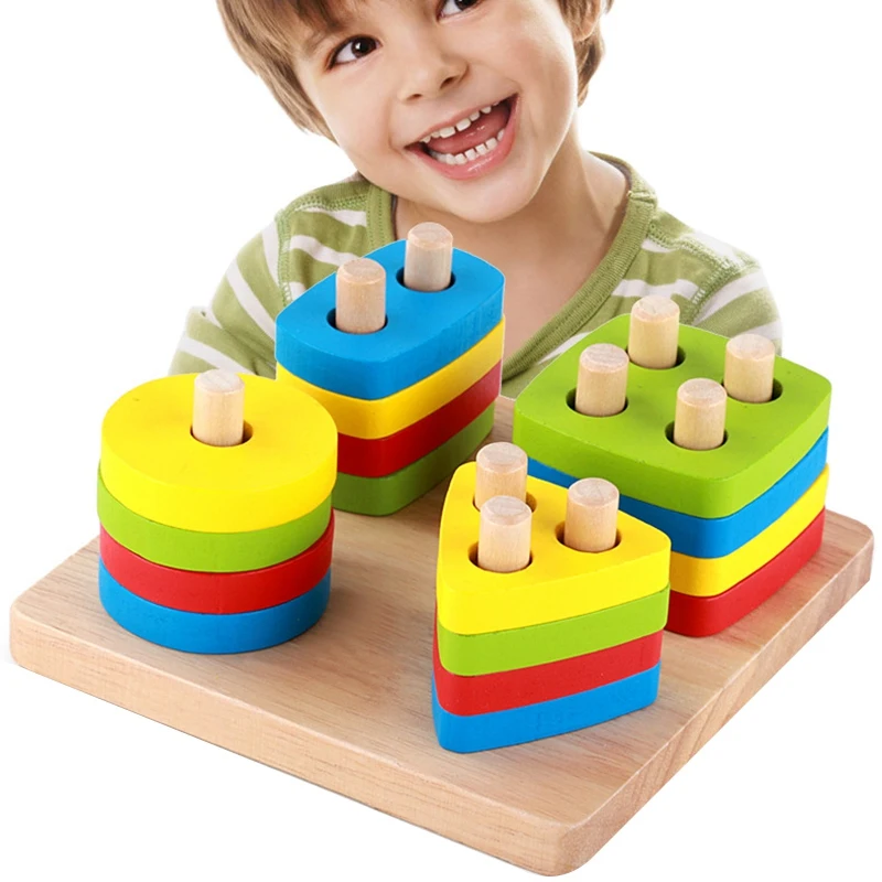 Baby Toys Wooden Blocks Shape Jointed Board Teaching Learning Education Building Chopping Block Match Toy For 0-3 Years Shape