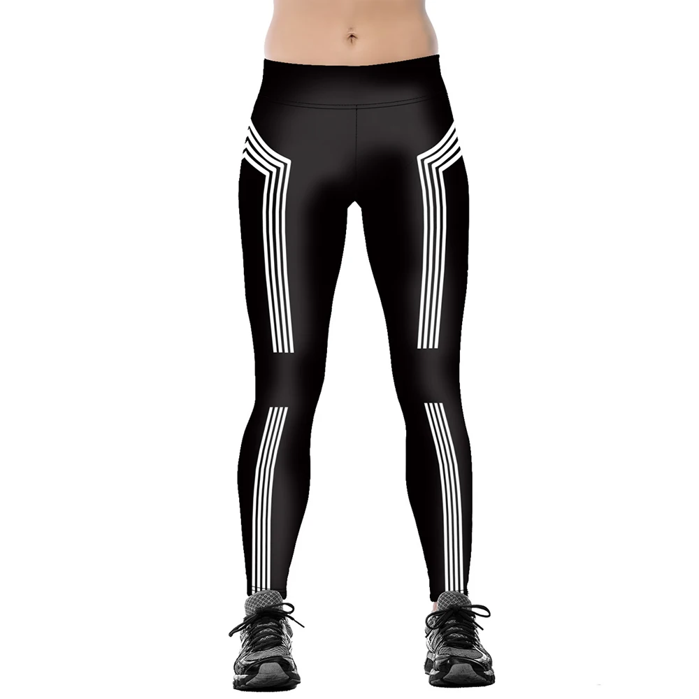 Женские леггинсы с высокой талией черные облегающие для фитнеса 3D