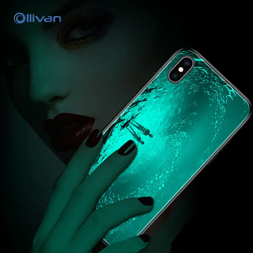 Светящийся чехол из закаленного стекла для iPhone 11 Pro Xs Max Xr 6 6s 7 8 Plus 5 5S, Роскошный чехол с буквой Метеор для iPhone 11, чехол