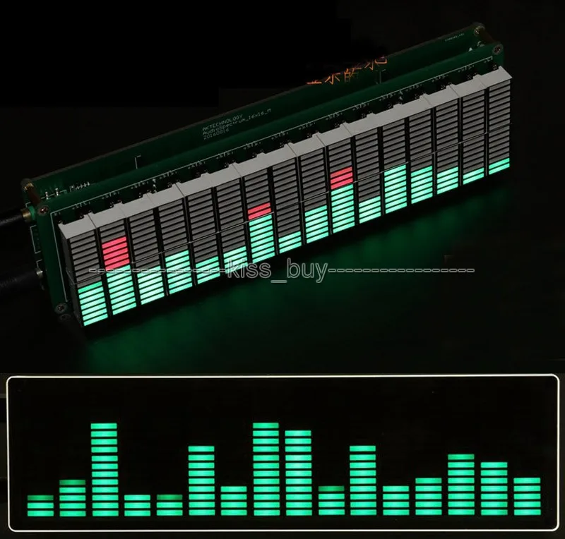 Tracking number AK1616 16 level LED Audio Spectrum indicator display Board Speed Adjustable With AGC Mode kits |