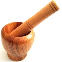 8cm wooden garlic ginger mixing grinding crusher bowl pestle mortar tools grinding bowl