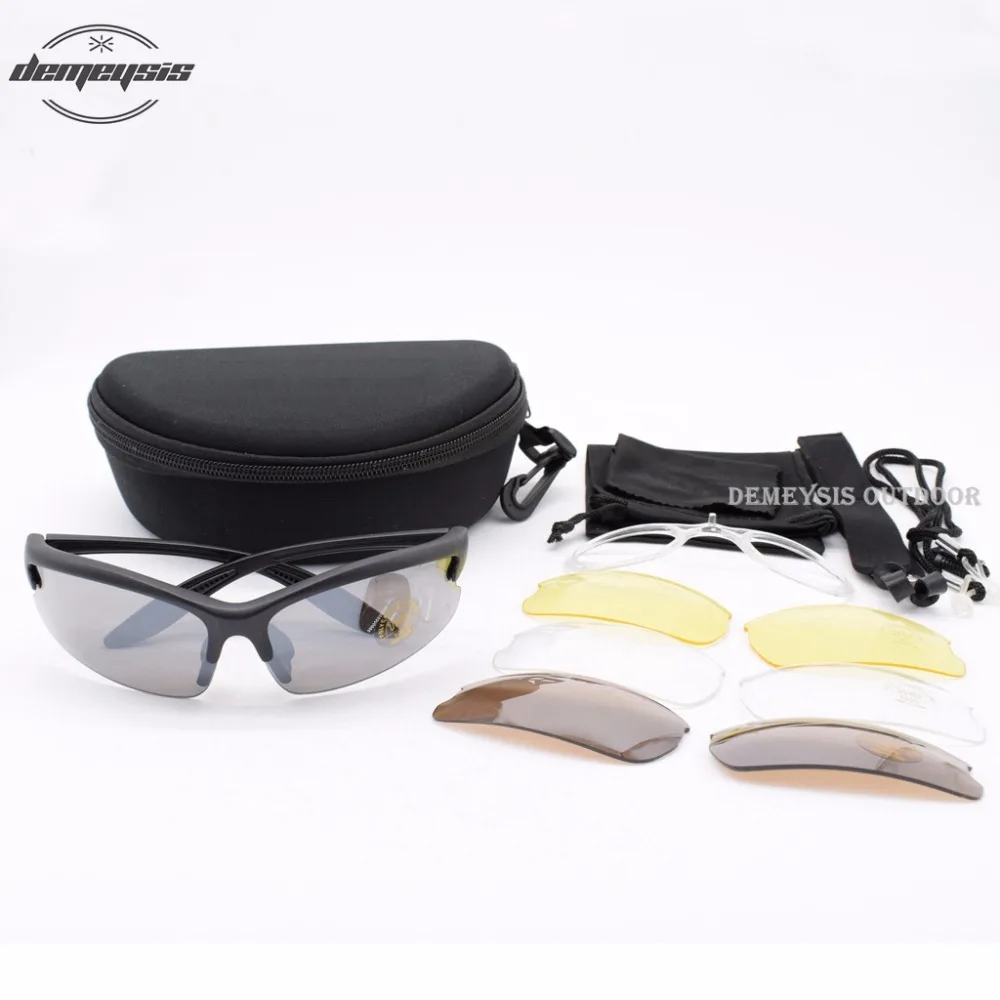 Sport Shooting glasses 4Lenses Sunglasses Military Tactical Goggles UV400 Protector Shooting Glasses Durable Goggle