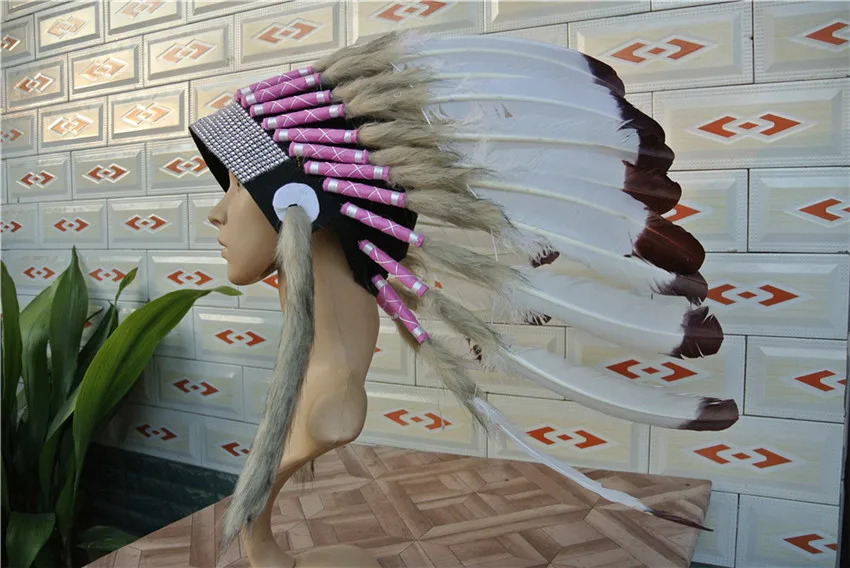 Головной убор с перьями 21 дюйм серебряной лентой головной товары для Хэллоуина и