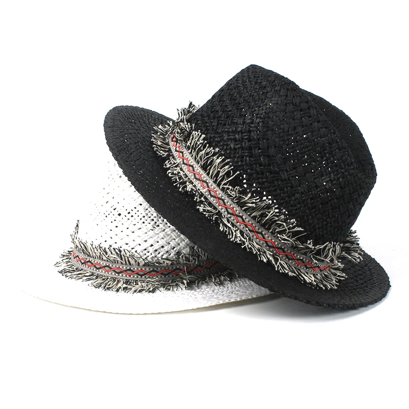 Шляпа от солнца из рафии для мужчин и женщин модная пляжная Панама с широкими