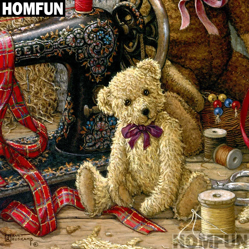 HOMFUN Набор для алмазной вышивки Медведь картина из квадратных/круглых страз 5D
