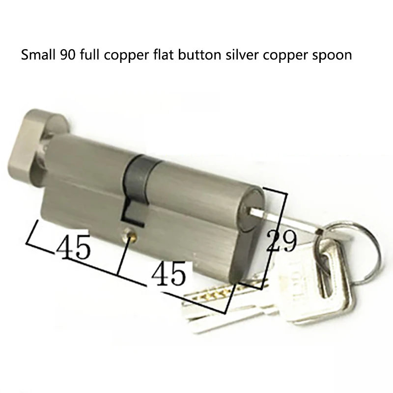 90 flat Silver Продлен подкладке сердцевина дверного замка универсальный маленький 70/80/90 мм дверь в спальню, деревянная дверная ручка замок для тихих перемещений - Цвет: 90 flat Silver