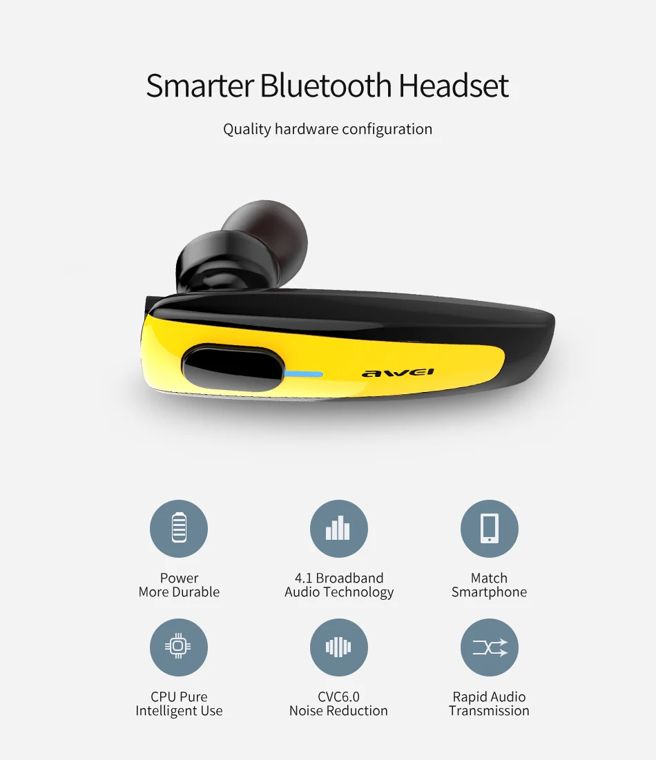 AWEI N3, беспроводные Bluetooth наушники, беспроводная деловая гарнитура с микрофоном, портативные наушники, наушники для iphone, мобильного телефона