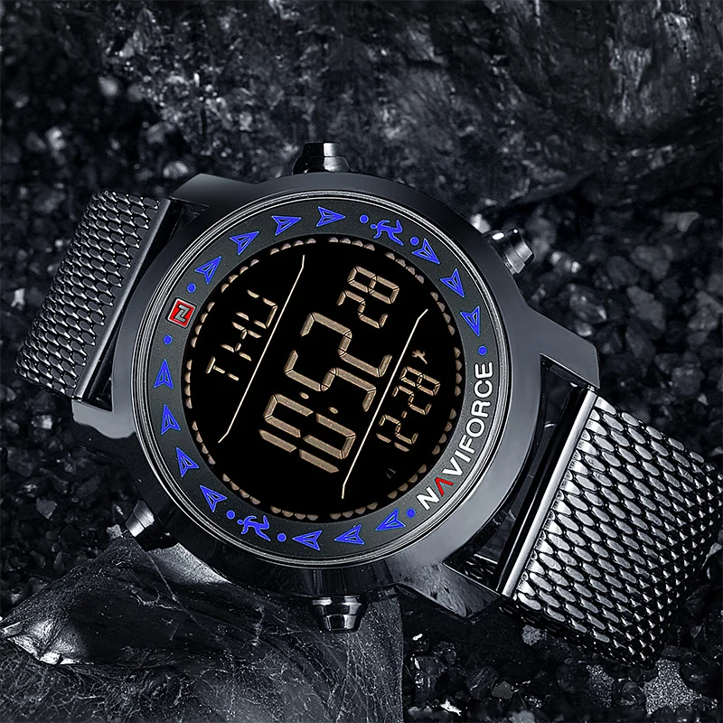 NAVIFORCE новые мужские спортивные часы 3 бар водонепроницаемые цифровые календарь
