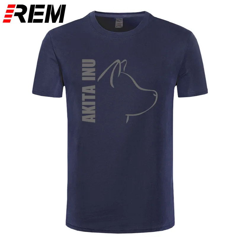 Akita Inu Dog мужские футболки отличные футболки мужские с коротким рукавом хлопок Пользовательские Большие размеры летние футболки для подростков - Цвет: navy gray