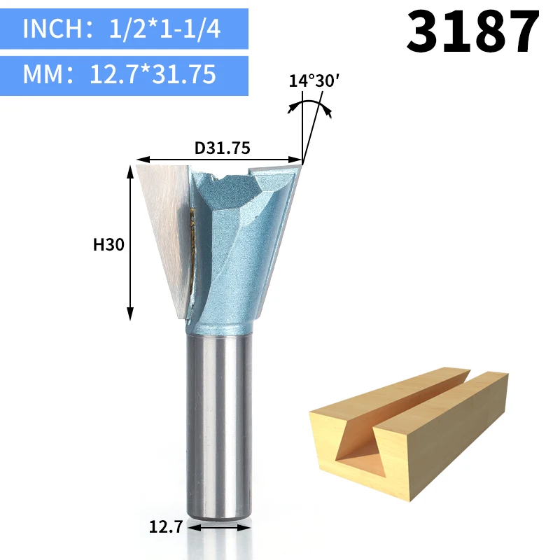 3187 HUHAO 1 шт. 1/" 1/4" хвостовик промышленного класса резец древесины ласточкин хвост фрезы для дерева Вольфрам Гравировка инструмент Фрезерный резак - Длина режущей кромки: 3187