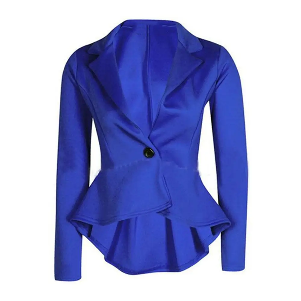 Casual Women Jacket Spring Autumn Single Button Long Sleeves Slim Irregular Short Solid Notched Neck Women's Suits | Женская одежда