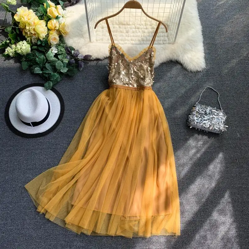 FTLZZ женское богемное праздничное Сетчатое платье летнее с блестками сексуальным