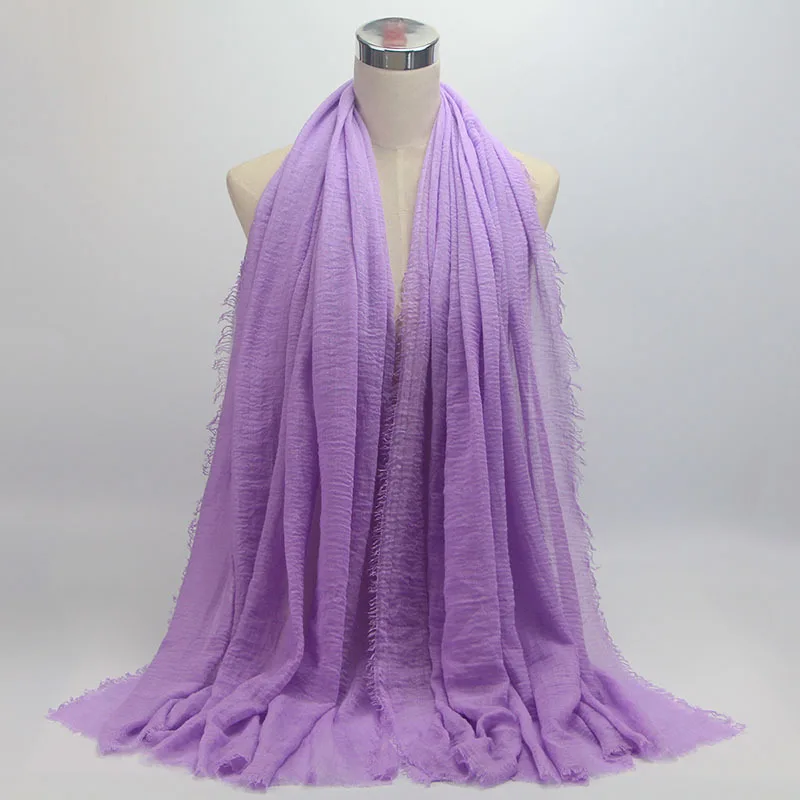37 NEW women bubble cotton solid color muslim head scarf shawls and wraps pashmina bandana female foulard crinkle hijab stores - Цвет: 37