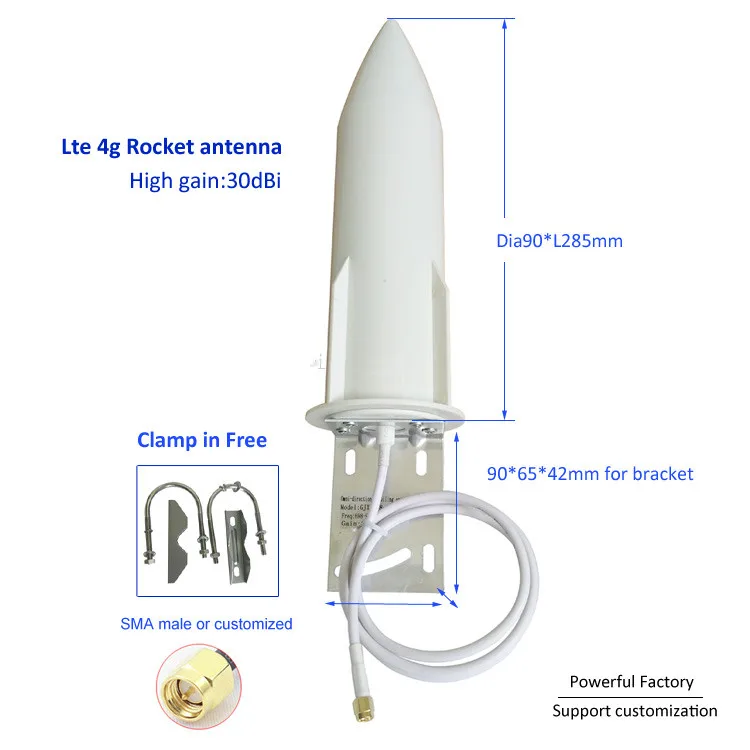 Открытый GSM 3g Omni 30dBi Wifi вихревая антенна Lte 4g ракета антенна 1 м SMA разъем/N разъем 1 шт