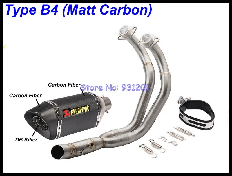 Выхлопная система мотоцикла для Yamaha MT07 mt-07 FZ07 FZ-07 Tracer(-) XSR700(-) Akrapovic глушитель - Цвет: Type B4