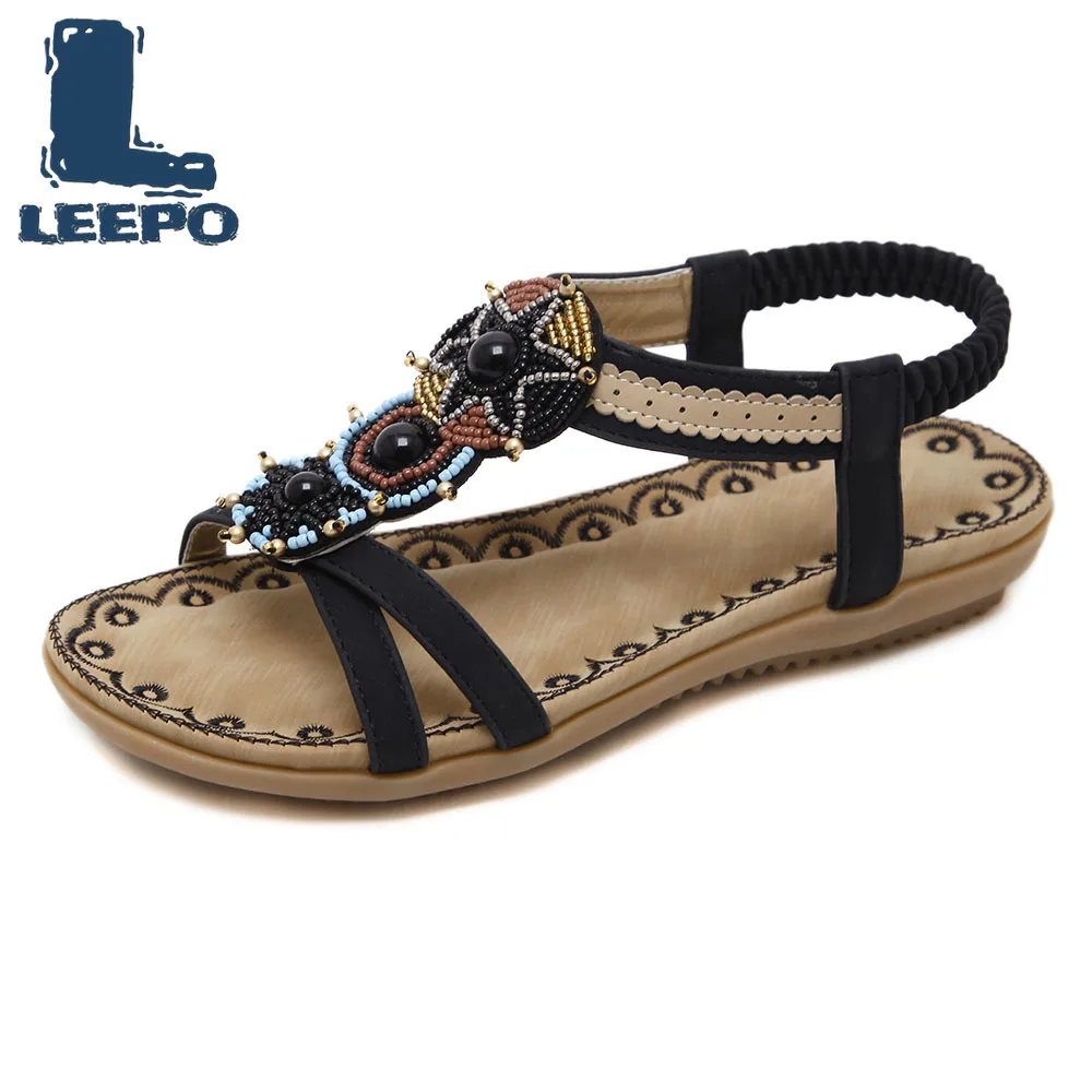 Женские летние сандалии на плоской платформе богемные туфли с открытым носком