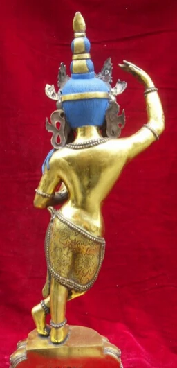 JP S0524 23 &quotКитайский Бронзовый позолоченный Dakini Vajrayogini стенд Kwan-yin Guan Yin Статуэтка