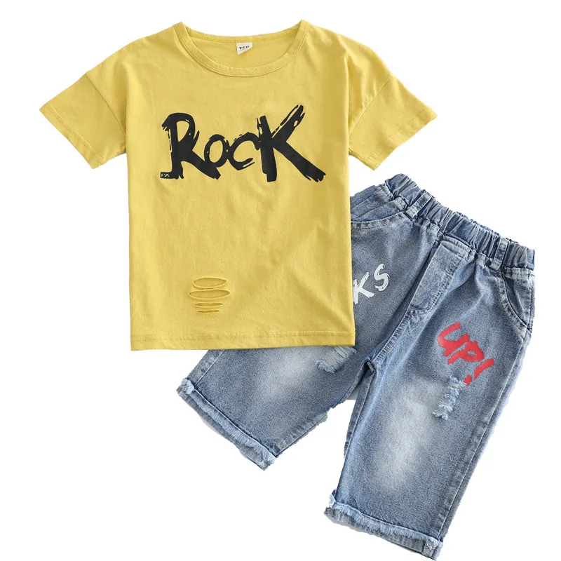 Детская одежда летний спортивный костюм для маленьких мальчиков белая футболка