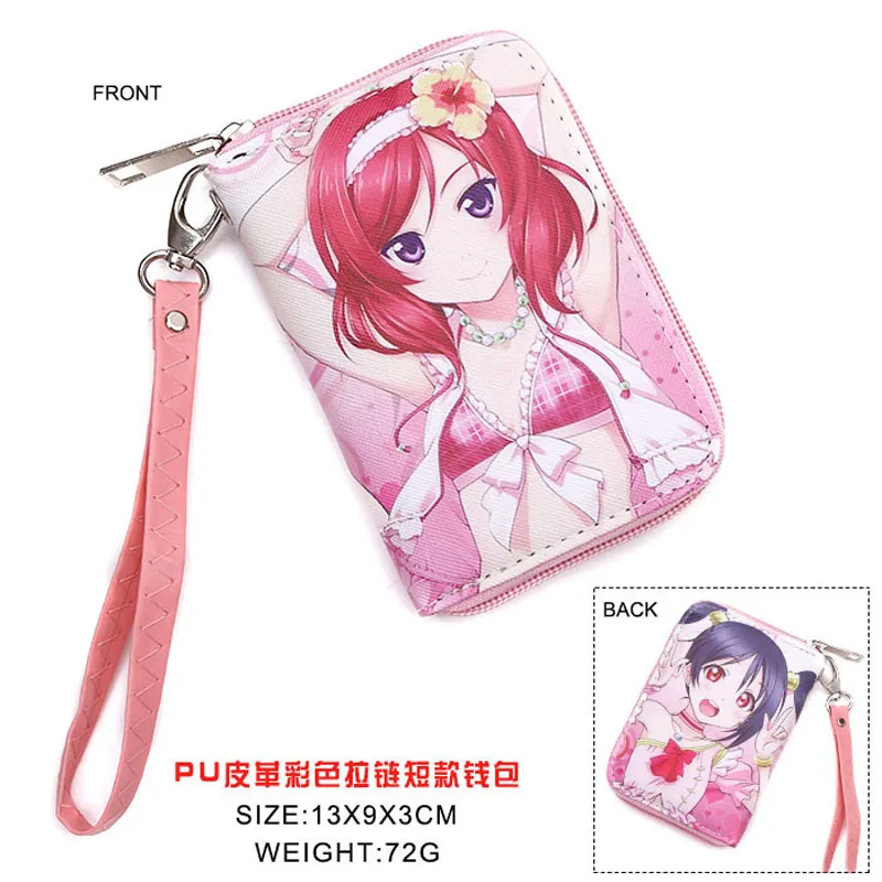 LoveLive Аниме Токийский Гуль/one piece/Naruto/Conan/Date A Live/Hatsune Miku/Sword Art Online/Black Butler и т. д. PU короткий кошелек на молнии - Цвет: LoveLive