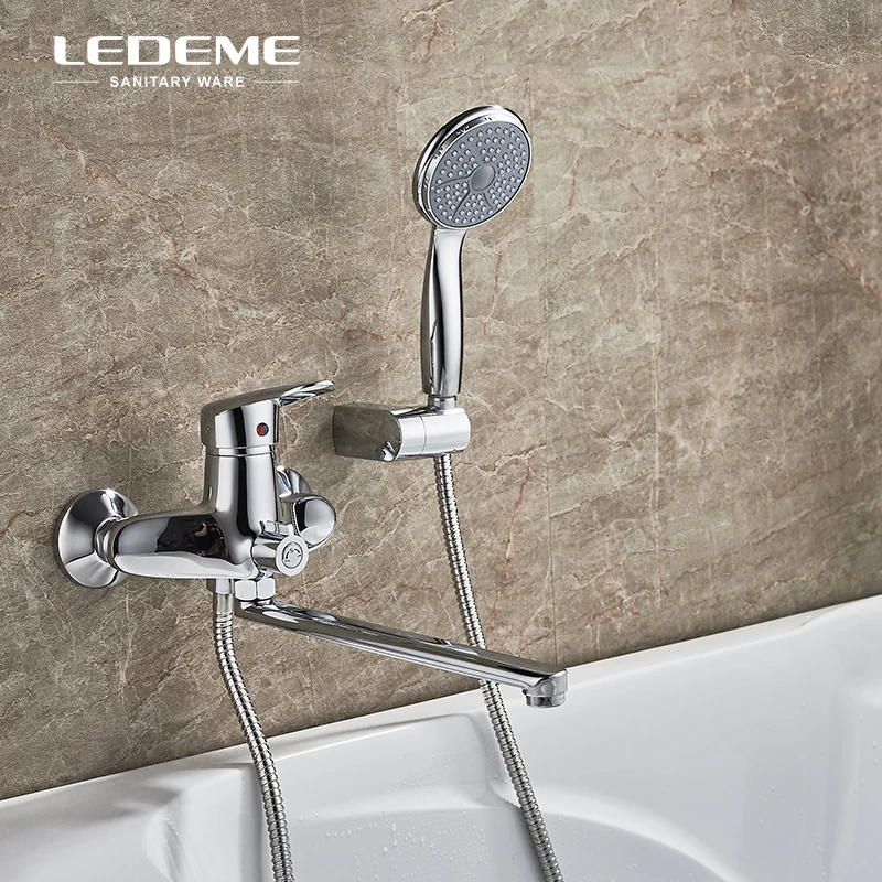 LEDEME смеситель для ванны набор душа медный душ тела с насадкой ABS Длинный Носик