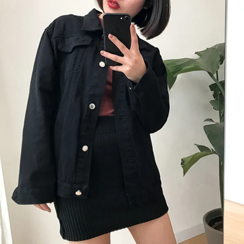 2 цвета 2017 корейский стиль Осень Ins однотонная джинсовая куртка женские куртки