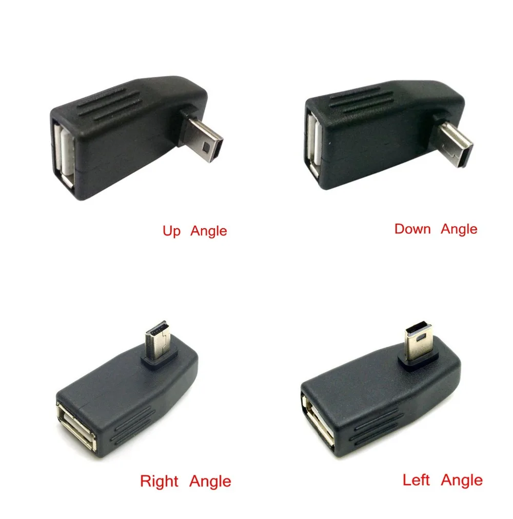 Мини-USB 2,0 вверх и вниз, влево и вправо Anlgled OTG USB мама к Мини 5P Штекерный адаптер 90D USB OTG Хост