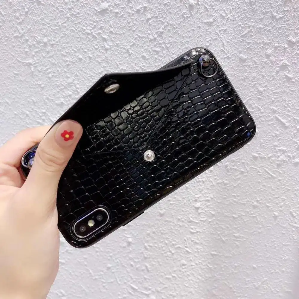 Чехол-бумажник для карт iphone 8 7 6s 6 plus XR X XS MAX чехол с узором крокодиловая кожа