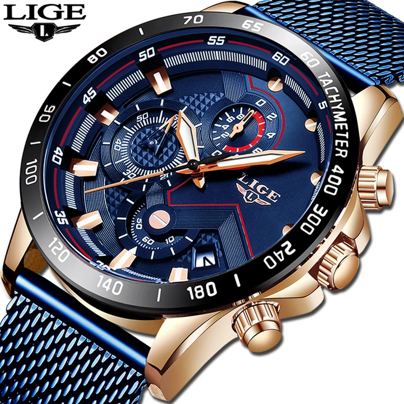 Relogio Masculino 2019 LIGE NEW Mens Watches Top Brand Luxury Sport Watch Mesh Steel Date Waterproof Quartz Watch for Men Clock lige men s watches new luxury brand watch men fashion sport quartz watch mesh strap ultra thin dial date clock relogio masculino