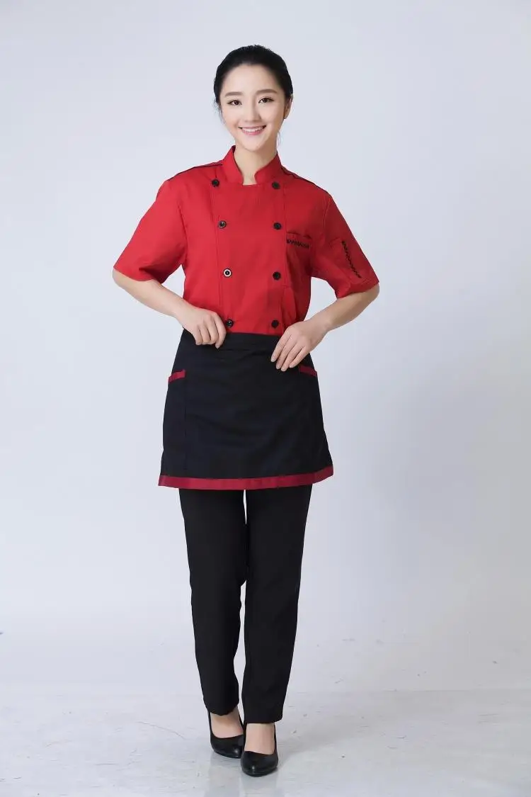 Летняя Куртка поварская с короткими рукавами для женщин и мужчин, одежда для повара со скидкой в отеле, одежда шеф-повара, униформа для шеф-повара,, рабочая одежда