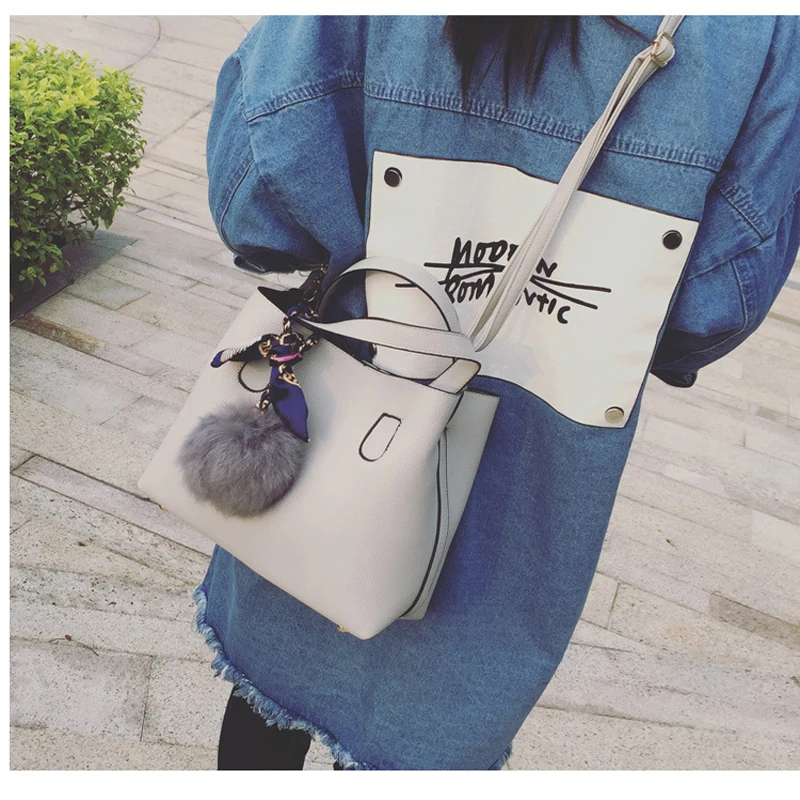 2018 Новая Модная шелковая сумка через плечо с шарфом и помпоном для волос мамы