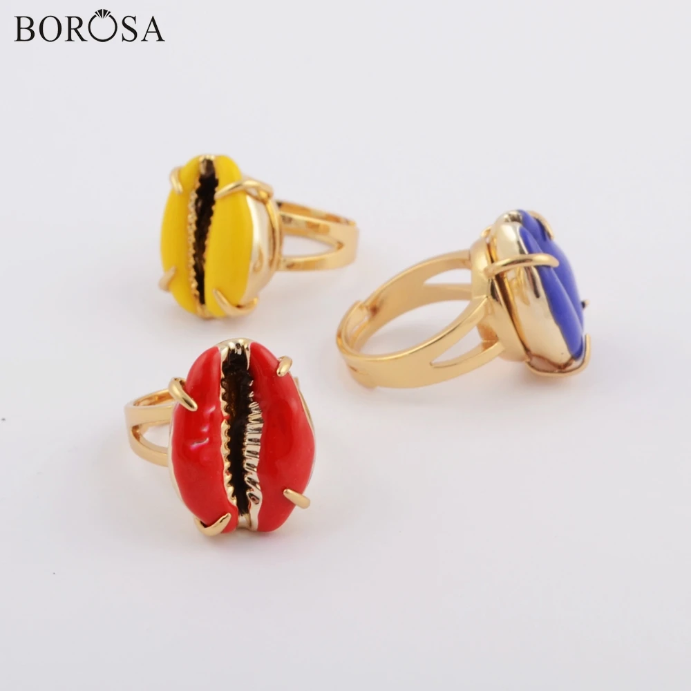 BOROSA Shell Rings 5/10PCS Gild Claw Rainbow Natural Cowrie Ring mix colors Adjustable for Women Gifts ZG0419 | Украшения и