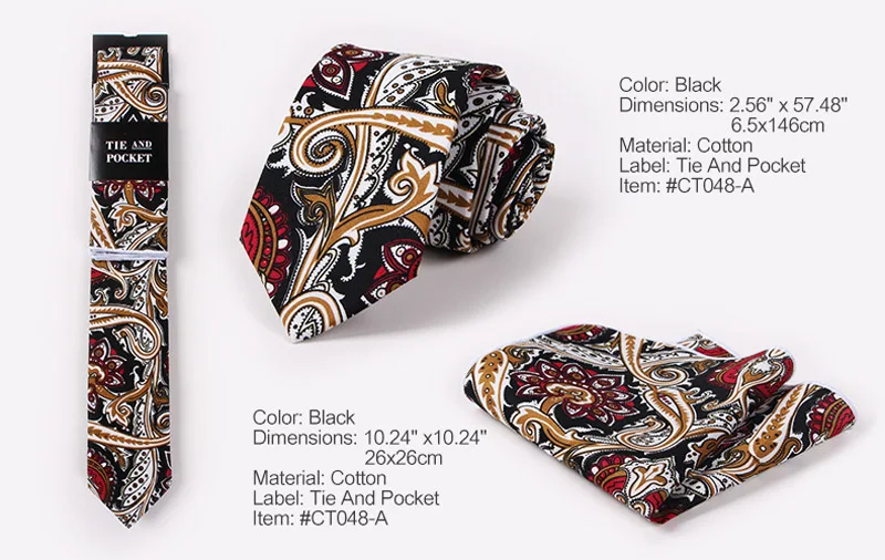 Хлопок мужской галстук с модным принтом галстук+ Pocket Square Set 6,5 см Галстук Hanky шеи галстуки комплект 42 стиль подарок к празднику Gravata тонкий