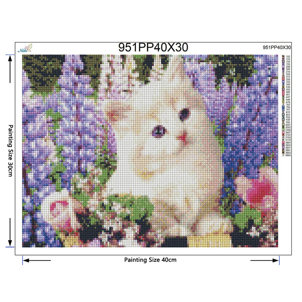 Белая кошка Цветы 5d Diy Алмазная мозаика картина комплект вышивки 3D Круглые узоры