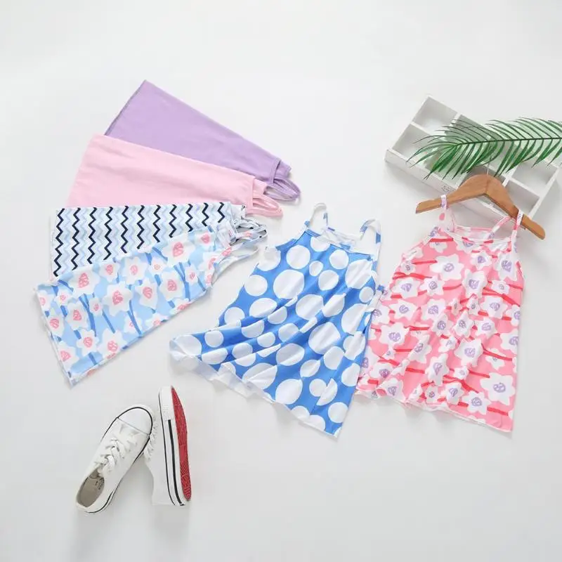 Kids Girls Print Strap Dress Summer Sleeveless Cute Sweet Princess Dresses | Детская одежда и обувь